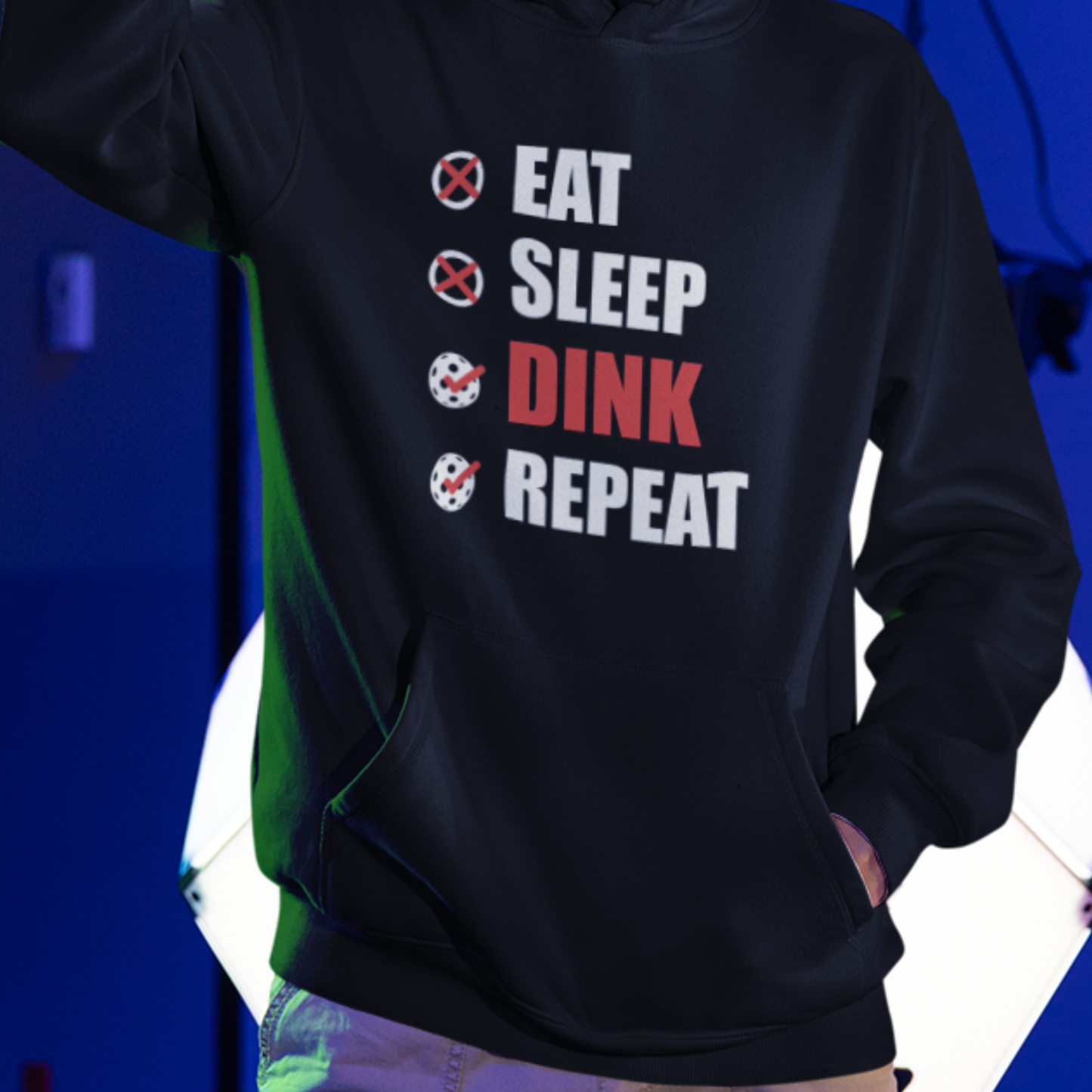 Eat Sleep Dink Repeat Pickleball Hoodie | Funny Pickleball Lover Gift White Version