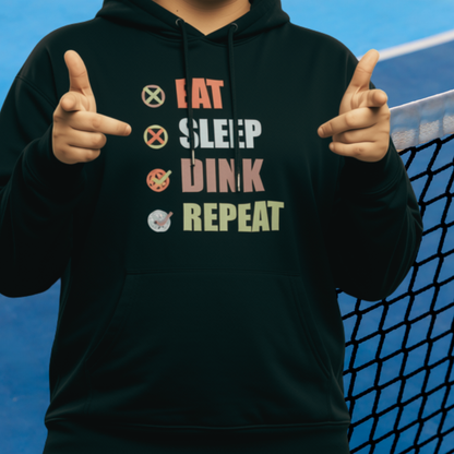 Eat Sleep Dink Repeat Pickleball Hoodie | Funny Pickleball Lover Gift Vibrant Version