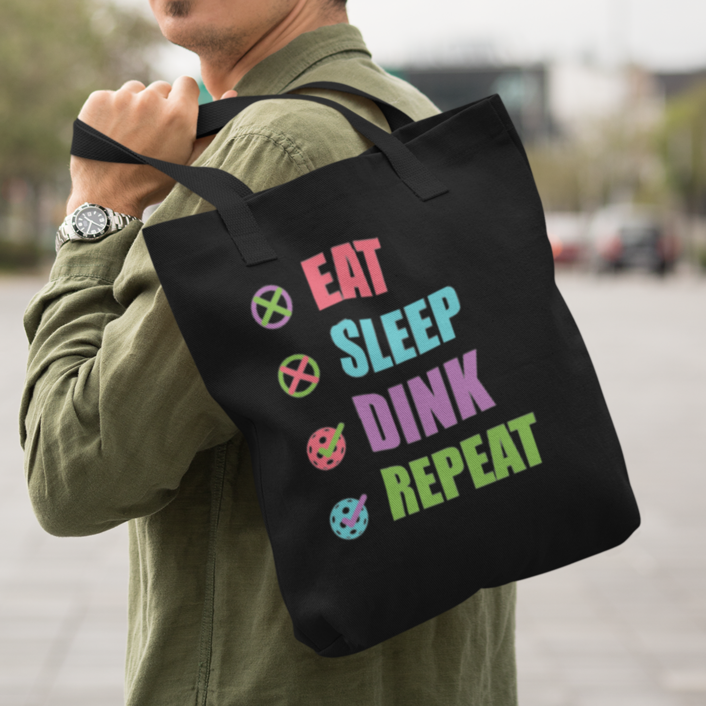 Eat Sleep Dink Repeat Pickleball Tote Bag | Pickleball Lover Gift