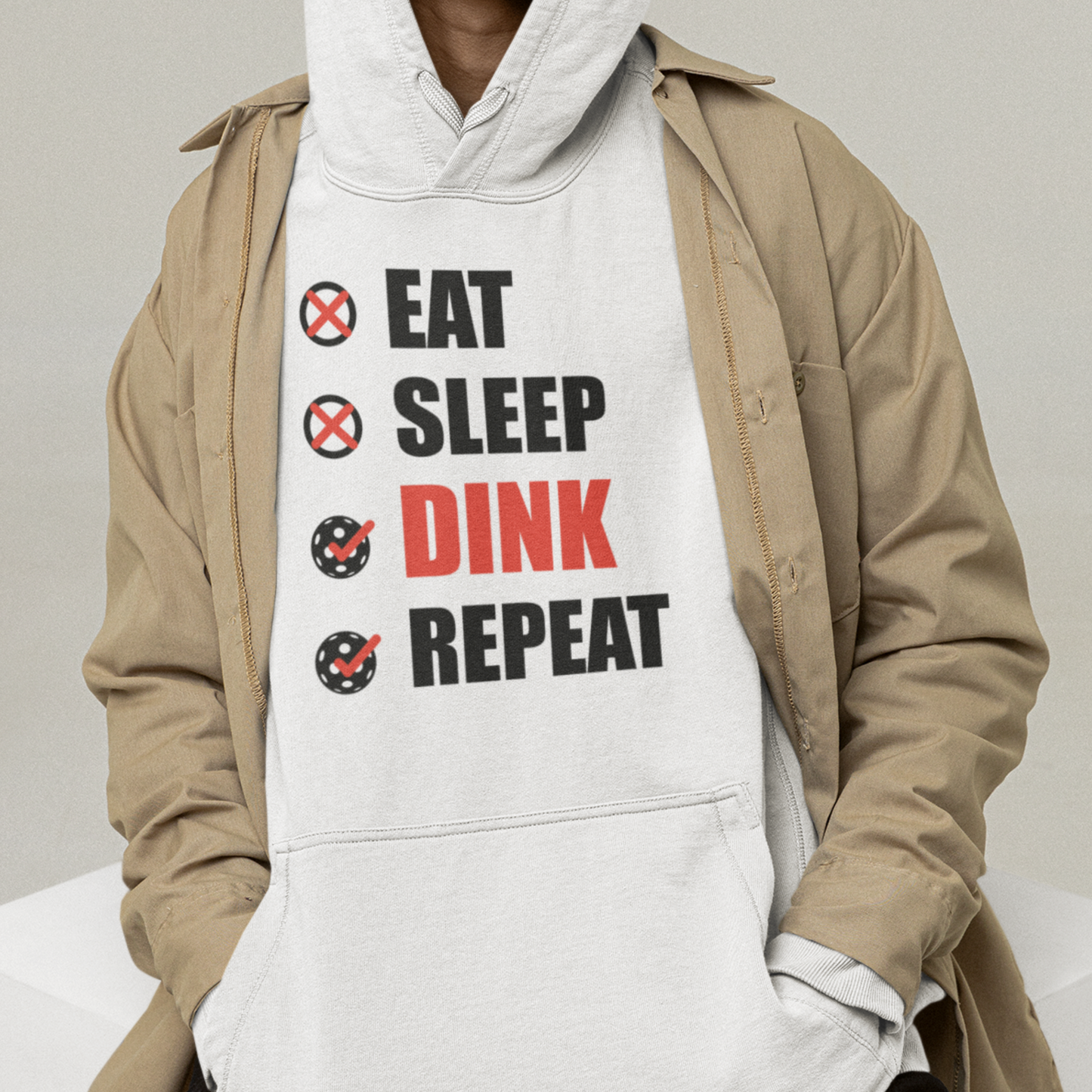 Eat Sleep Dink Repeat Pickleball Hoodie | Funny Pickleball Lover Gift Black Version