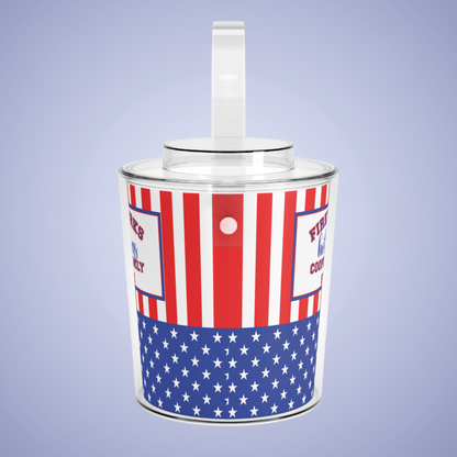 Fireworks and Hot Dogs Personalized Patriotic July 4th Home Decor Ice Bucket USA Flag