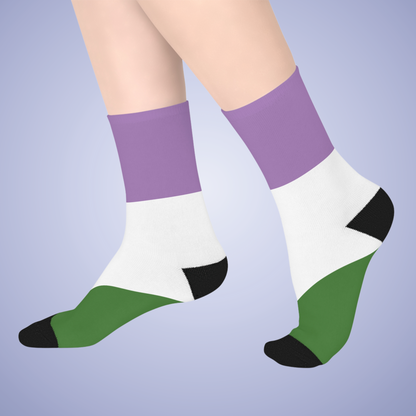 Gender Queer Mid Length Socks Pride Month LGBTQ Event Gift Apparel