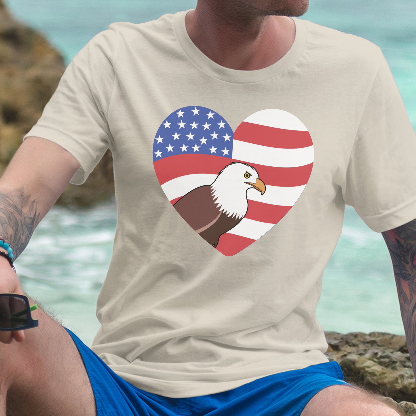 American Eagle Heart 250 Years of Freedom USA Celebration Unisex T Shirt