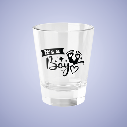 Its a Boy Baby Announcement Gender Reveal Shot Glass Black