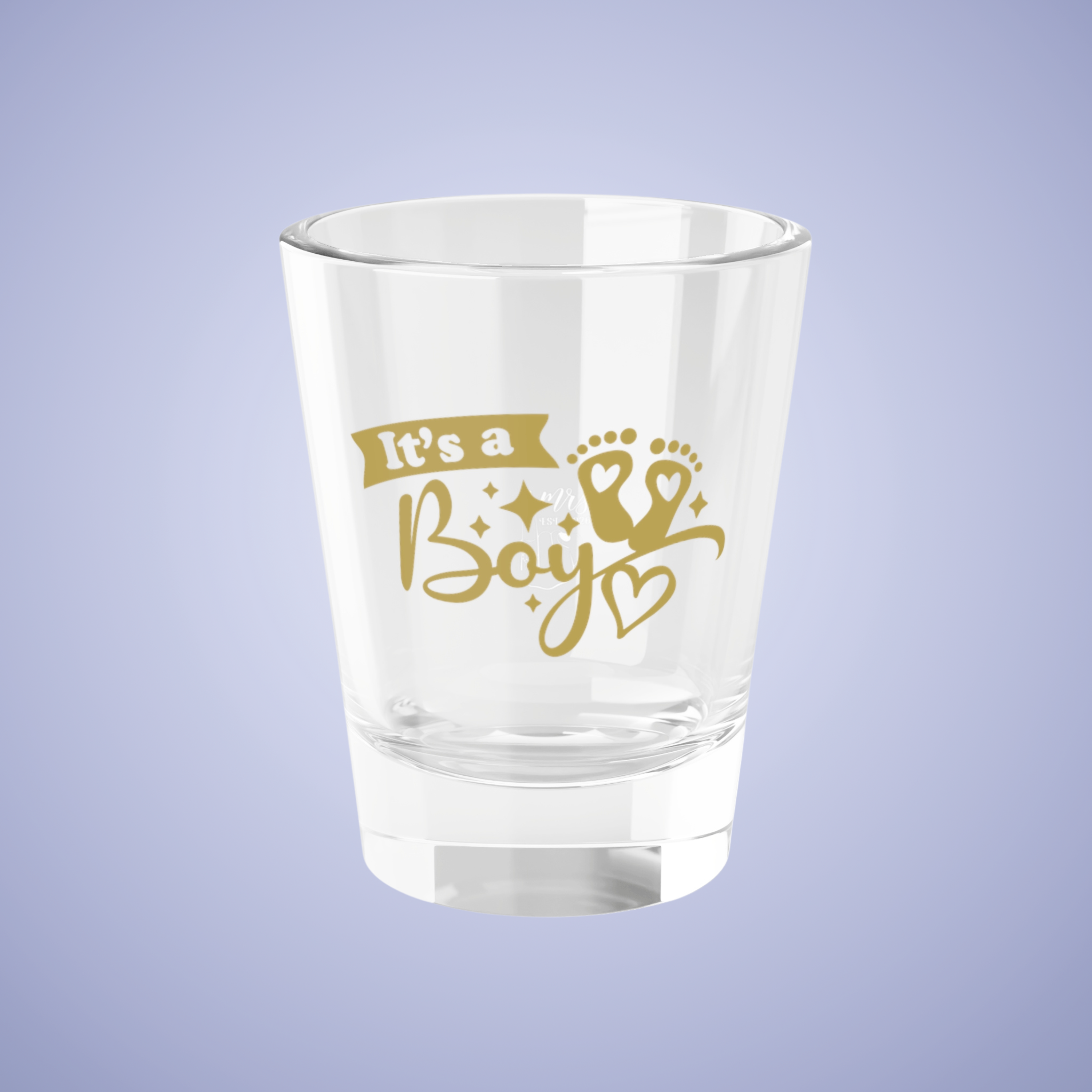 Its a Boy Baby Announcement Gender Reveal Shot Glass Gold