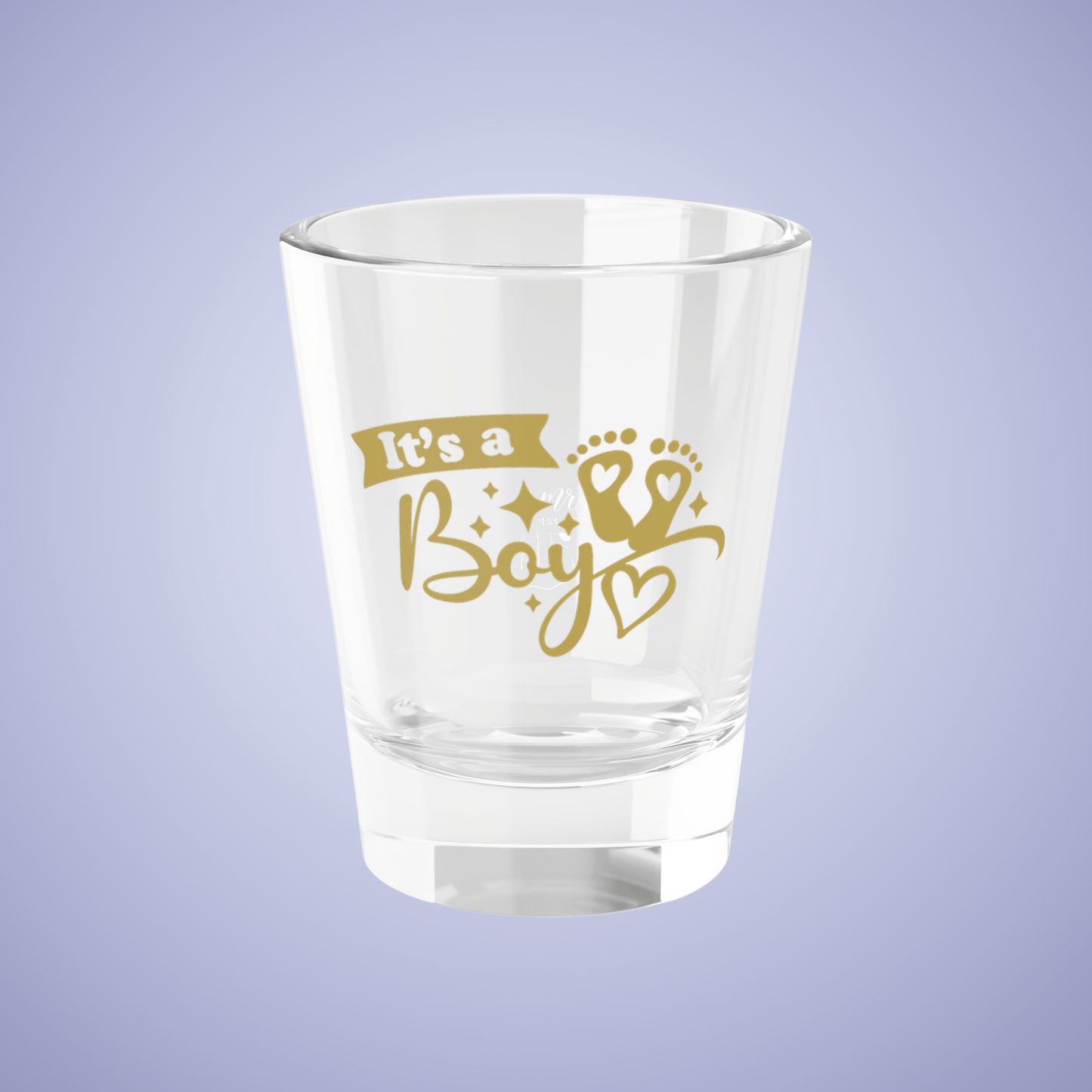 Its a Boy Baby Announcement Gender Reveal Shot Glass Gold