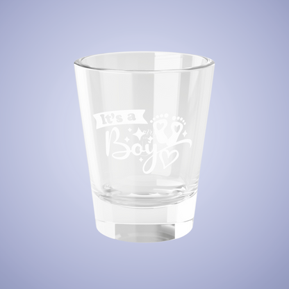 Its a Boy Baby Announcement Gender Reveal Shot Glass White