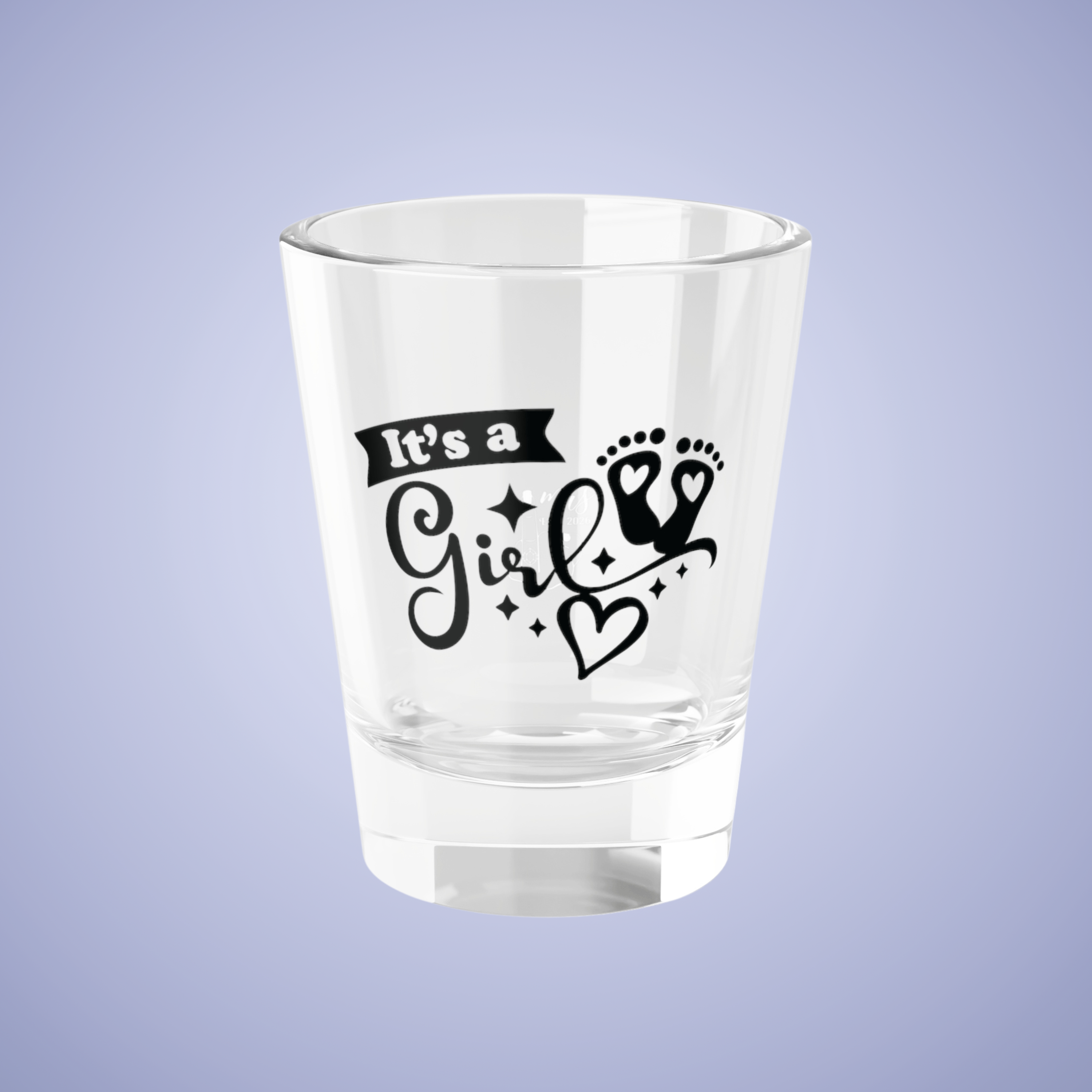 Its a Girl Baby Announcement Gender Reveal Shot Glass Black