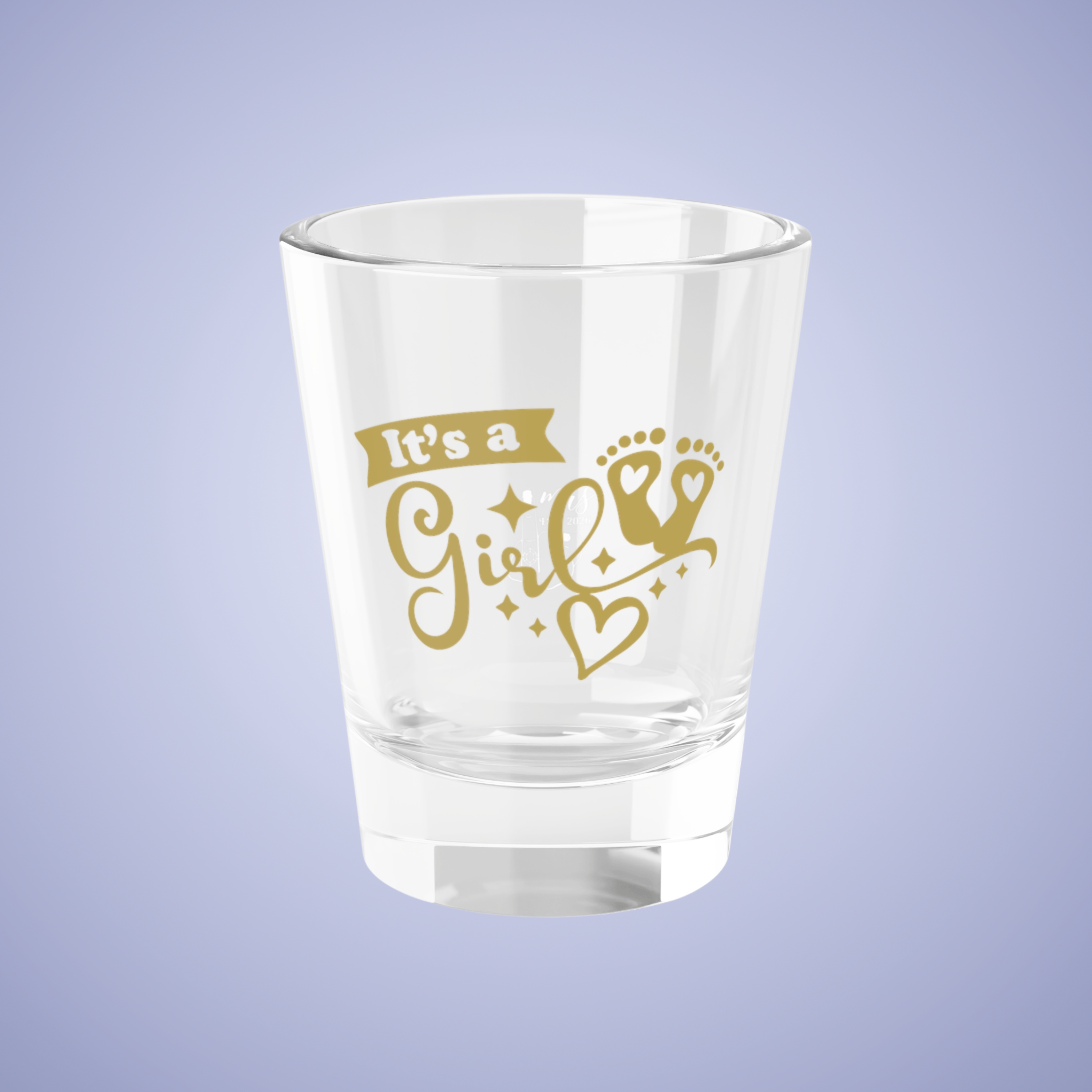 Its a Girl Baby Announcement Gender Reveal Shot Glass Gold