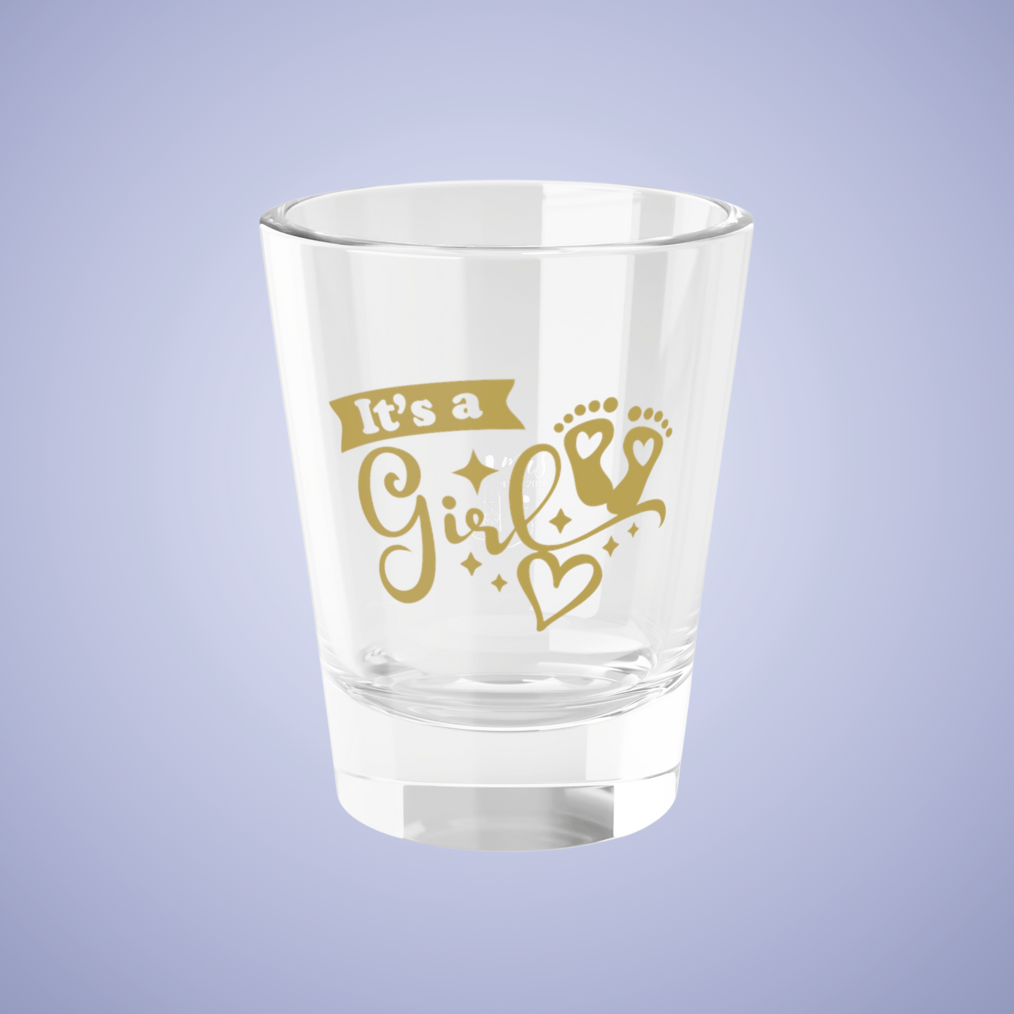 Its a Girl Baby Announcement Gender Reveal Shot Glass Gold