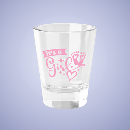Its a Girl Baby Announcement Gender Reveal Shot Glass Pink
