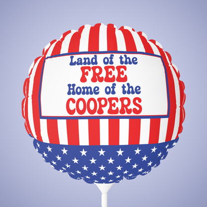 Land of the Free Personalized Patriotic July 4th Home Decor Party Round Balloon USA Flag