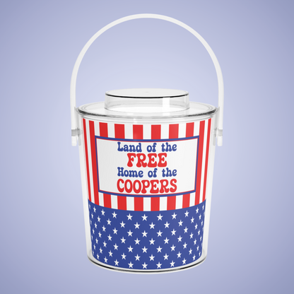 Land of the Free Personalized Patriotic July 4th Home Decor Ice Bucket USA Flag