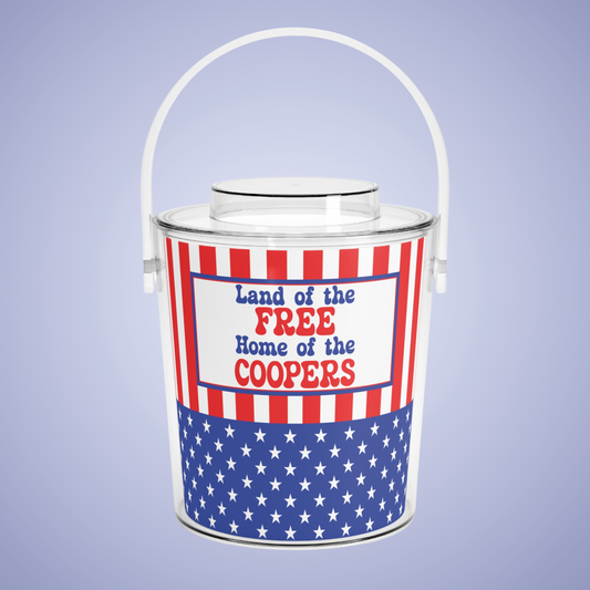 Land of the Free Personalized Patriotic July 4th Home Decor Ice Bucket USA Flag
