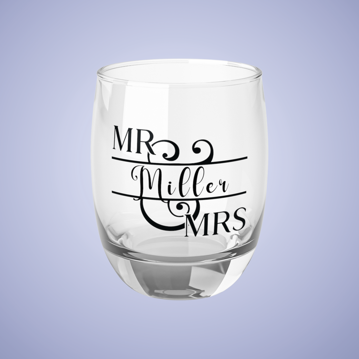 Mr & Mrs Personalized Wedding Engagement Whiskey Glass Black