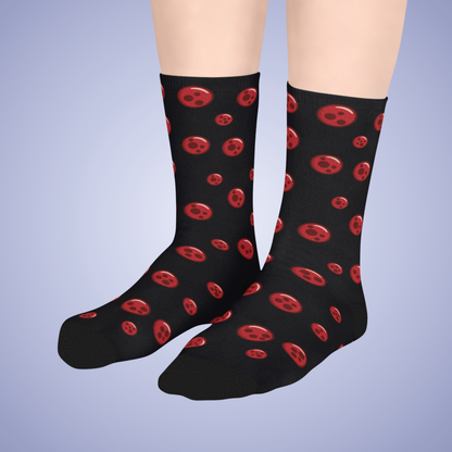 Pepperoni Patterned Black Mid Length Pizza Lover Socks Gift Apparel