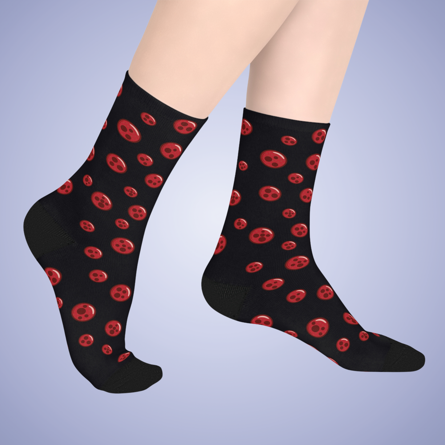 Pepperoni Patterned Black Mid Length Pizza Lover Socks Gift Apparel