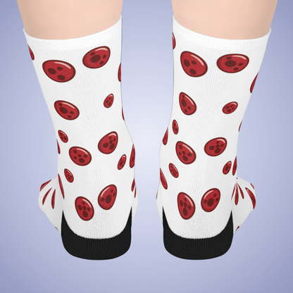 Pepperoni Patterned White Mid Length Pizza Lover Socks Gift Apparel