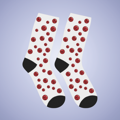 Pepperoni Patterned White Mid Length Pizza Lover Socks Gift Apparel