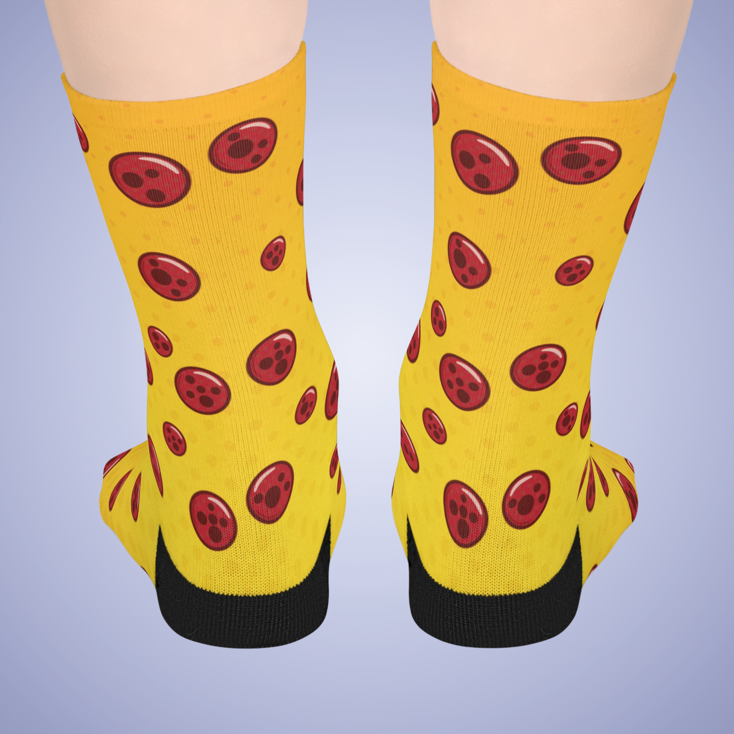 Pepperoni Patterned Cheesey Mid Length Pizza Lover Socks Gift Apparel