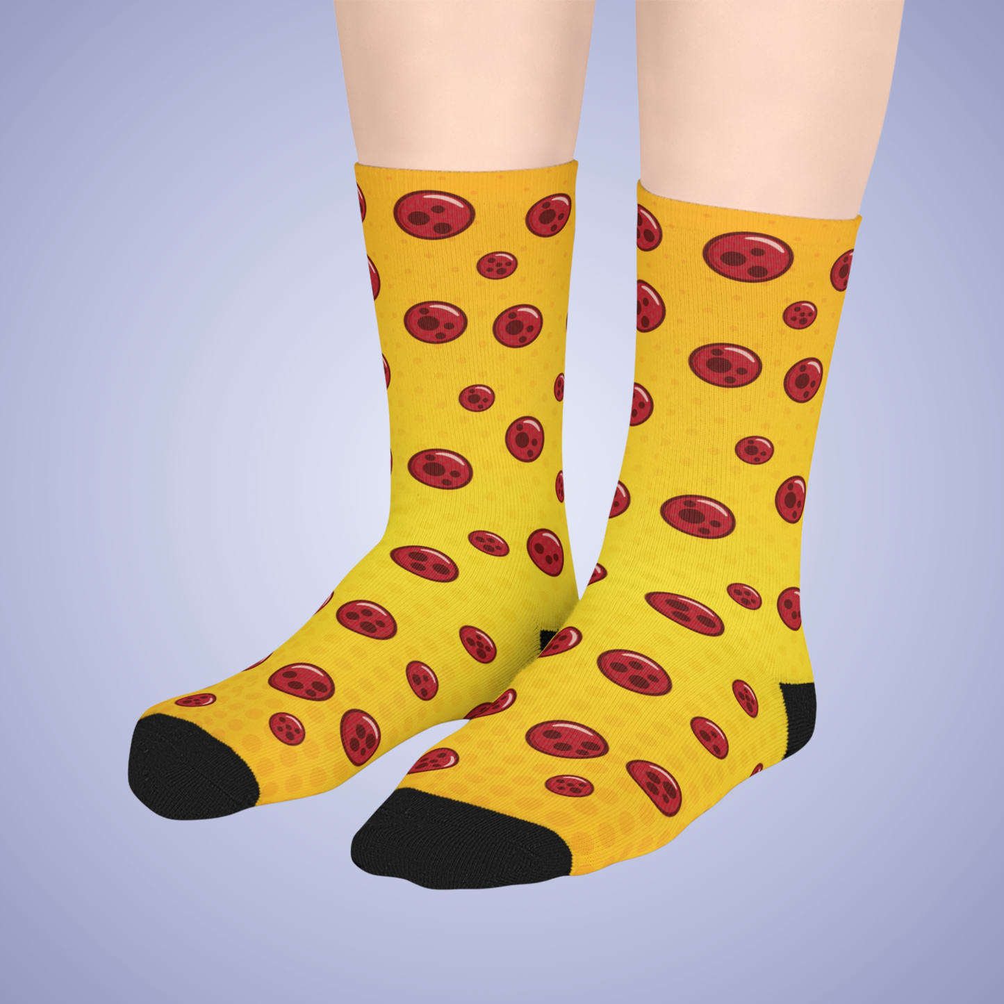 Pepperoni Patterned Cheesey Mid Length Pizza Lover Socks Gift Apparel