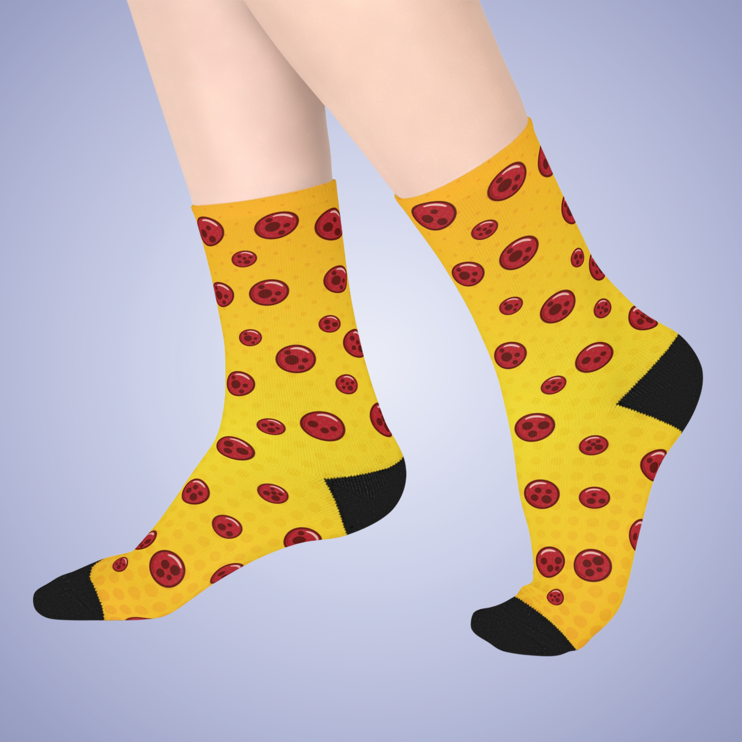 Pepperoni Patterned Cheesey Mid Length Pizza Lover Socks Gift Apparel