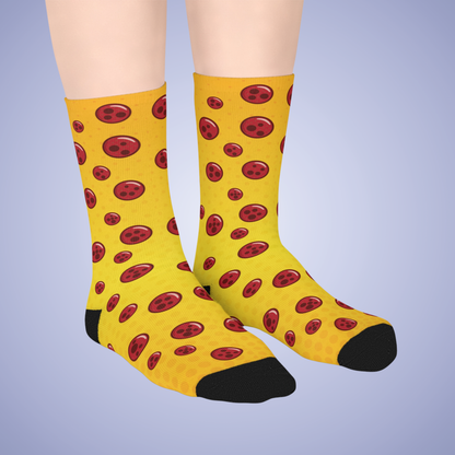 Pepperoni Patterned Cheesey Mid Length Pizza Lover Socks Gift Apparel
