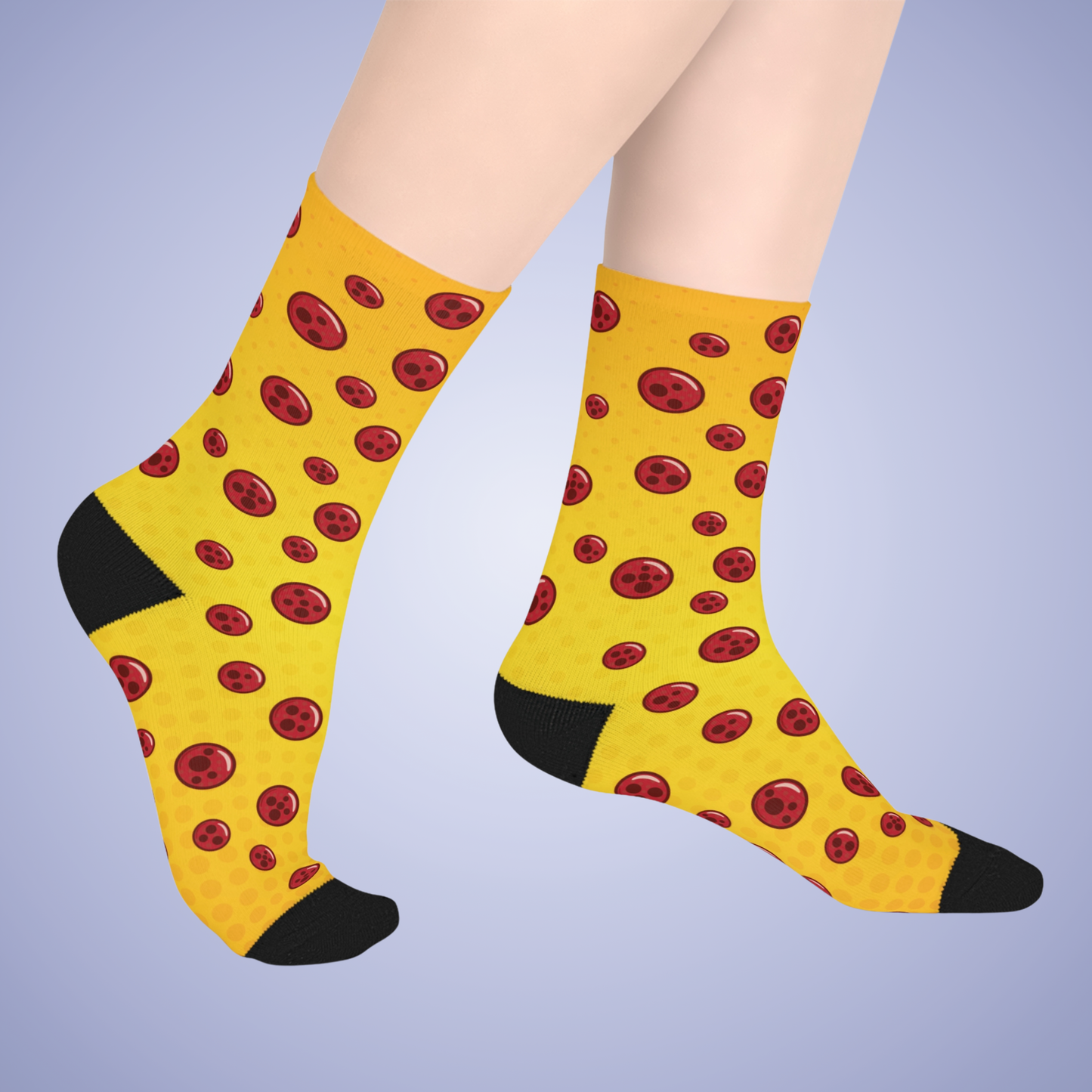 Pepperoni Patterned Cheesey Mid Length Pizza Lover Socks Gift Apparel