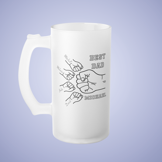 Personalized Frosted Glass Beer Mug Best Dad Ever Gift