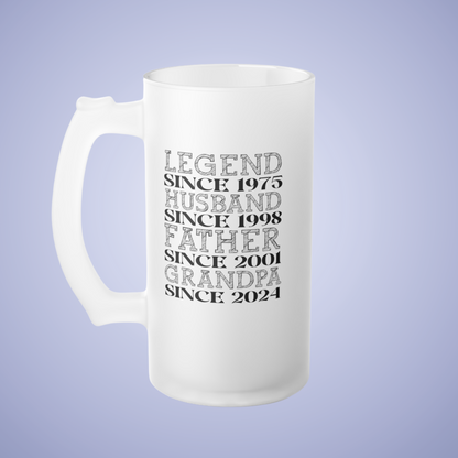 Legend Personalized Frosted Glass Beer Mug  Ever Gift