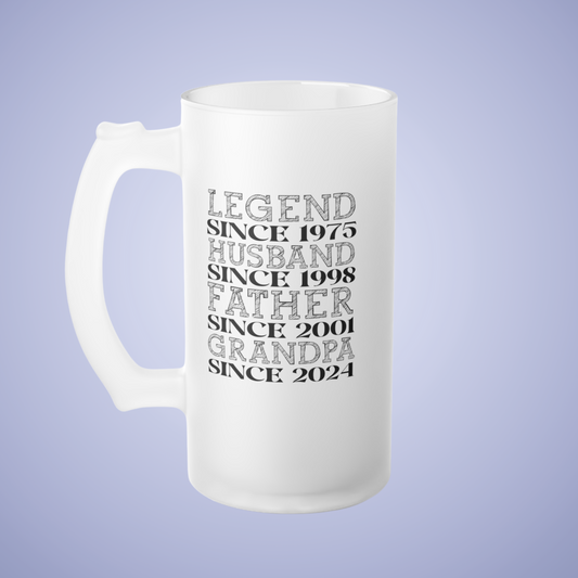 Legend Personalized Frosted Glass Beer Mug  Ever Gift