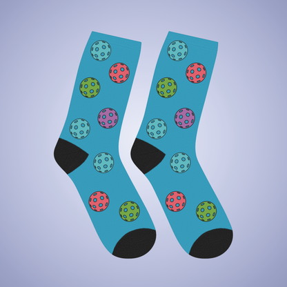 Pickleball Lover Turquoise Blue Graphic Mid Length Socks Gift