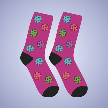 Pickleball Lover Hot Pink Graphic Mid Length Socks Gift