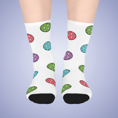 Pickleball Lover White Graphic Mid Length Socks Gift