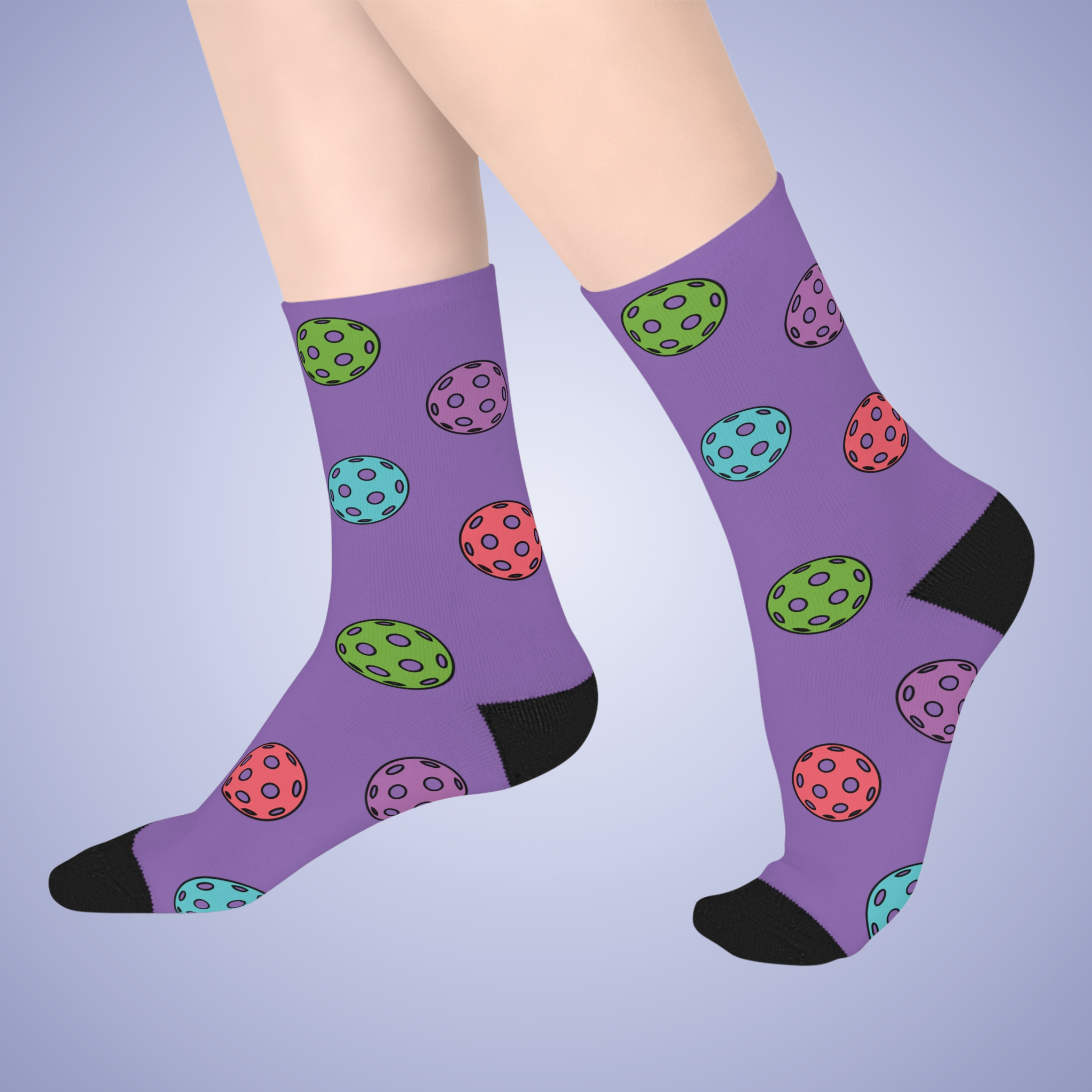 Pickleball Lover Purple Graphic Mid Length Socks Gift