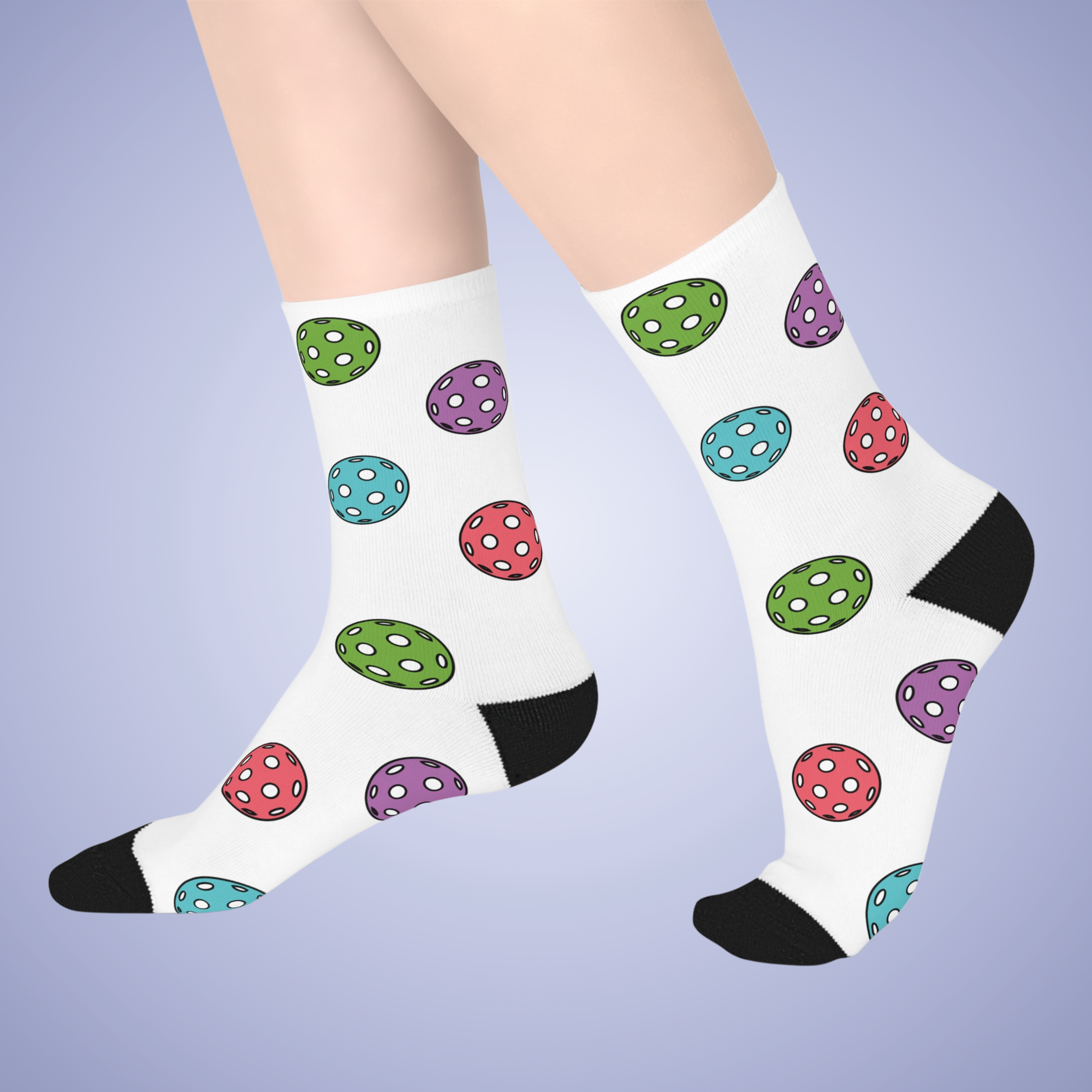 Pickleball Lover White Graphic Mid Length Socks Gift