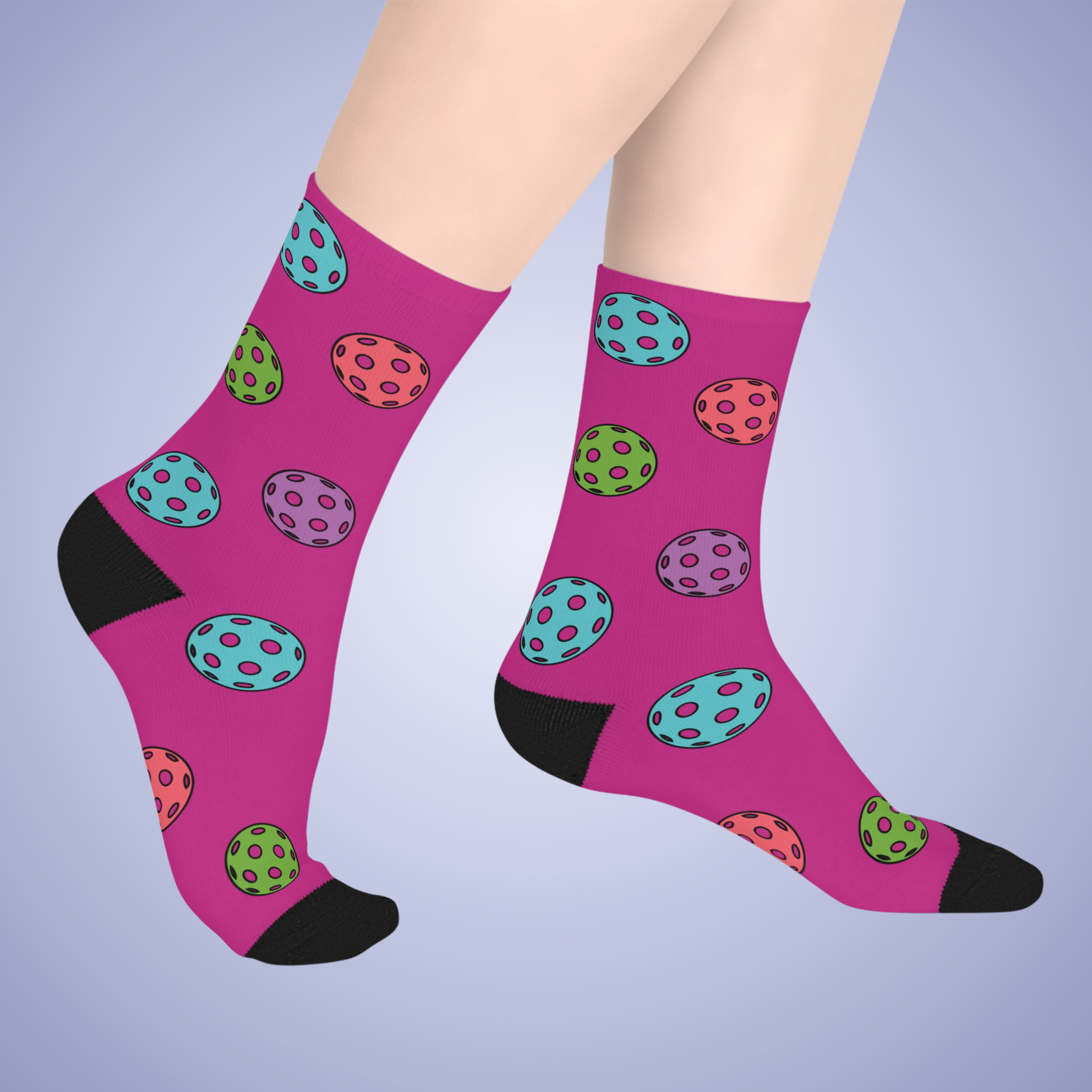 Pickleball Lover Hot Pink Graphic Mid Length Socks Gift