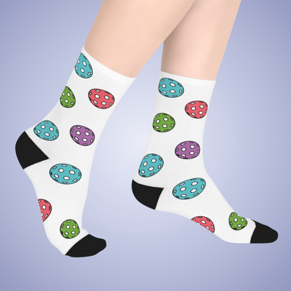 Pickleball Lover White Graphic Mid Length Socks Gift