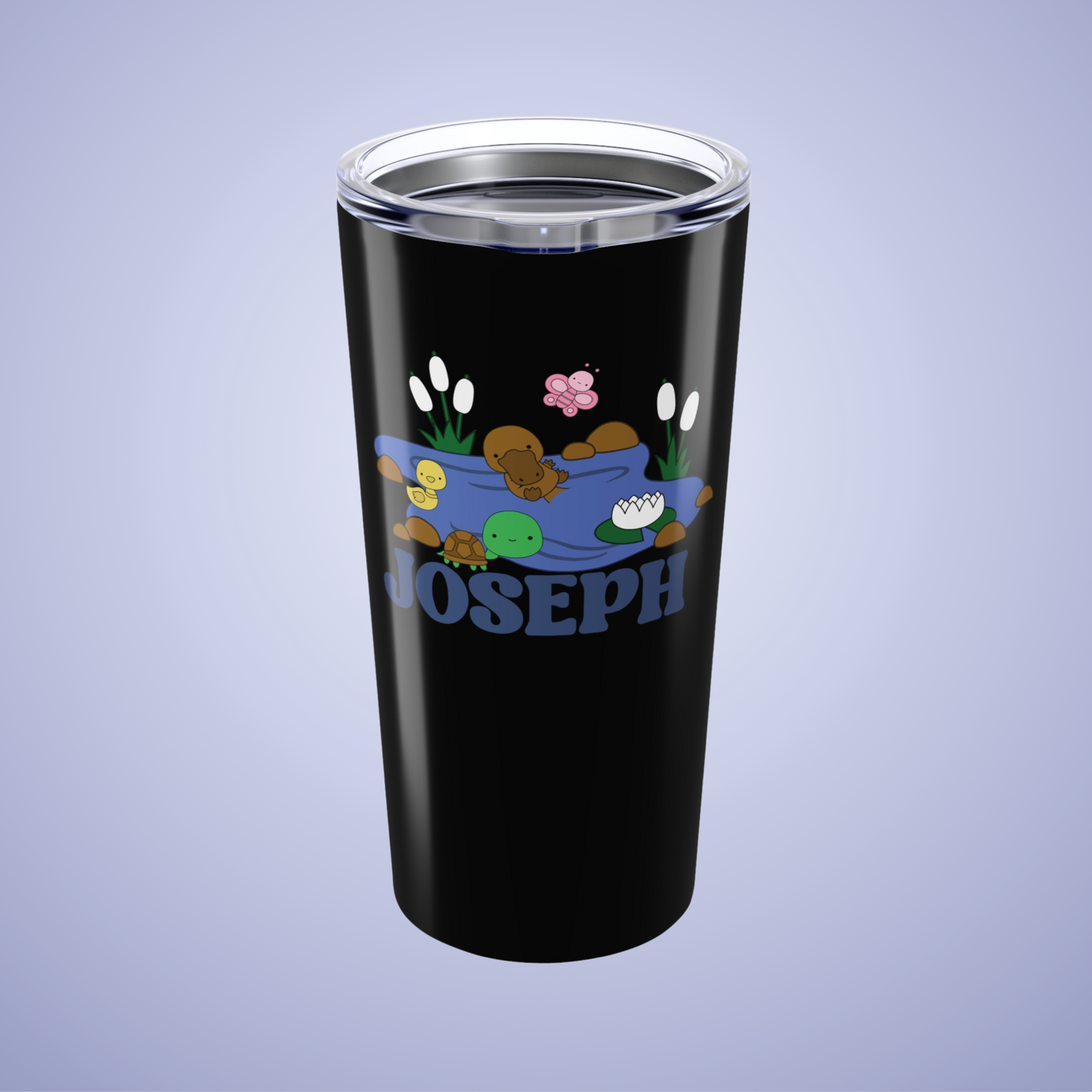 Pond Life Personalized Name Tumbler Birthday Gift Black