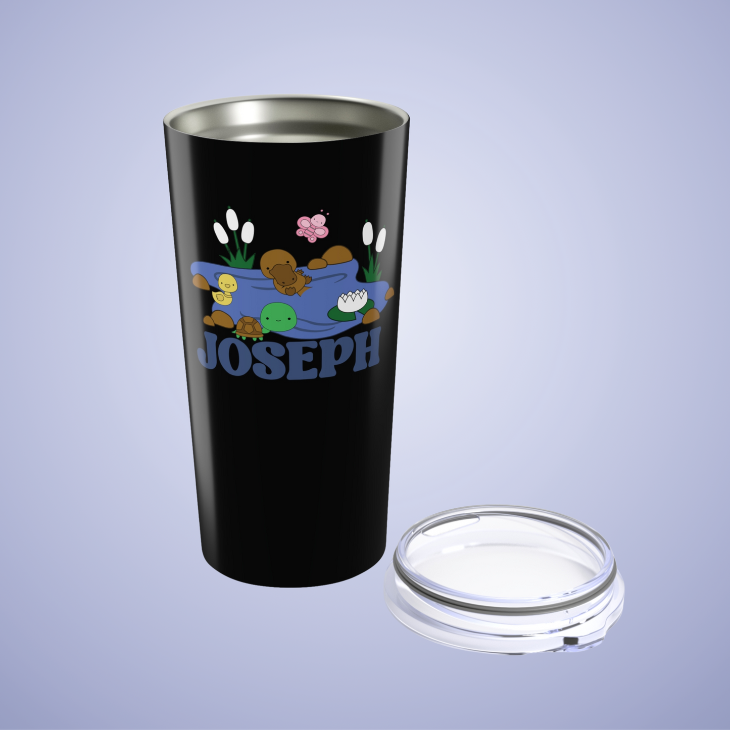Pond Life Personalized Name Tumbler Birthday Gift Black