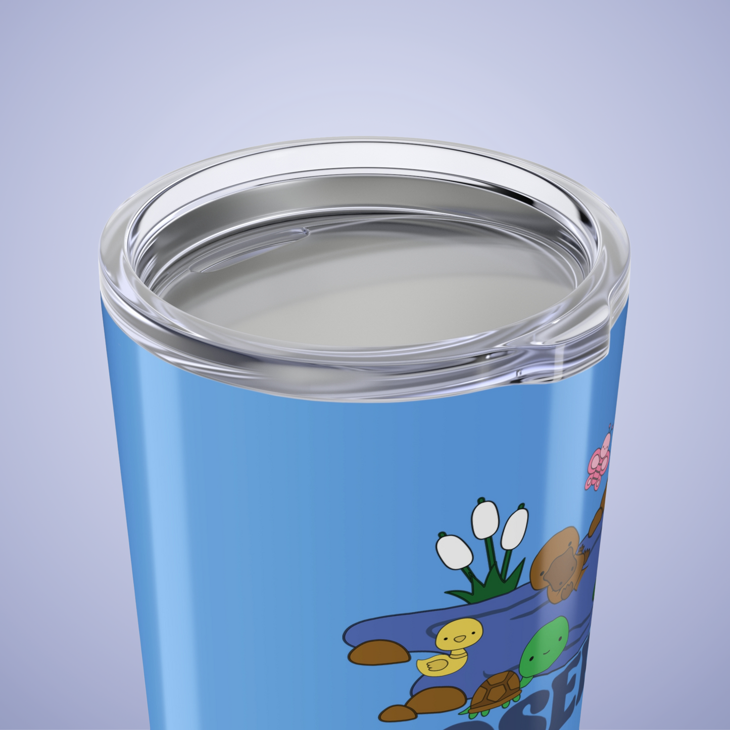Pond Life Personalized Name Tumbler Birthday Gift Light Blue