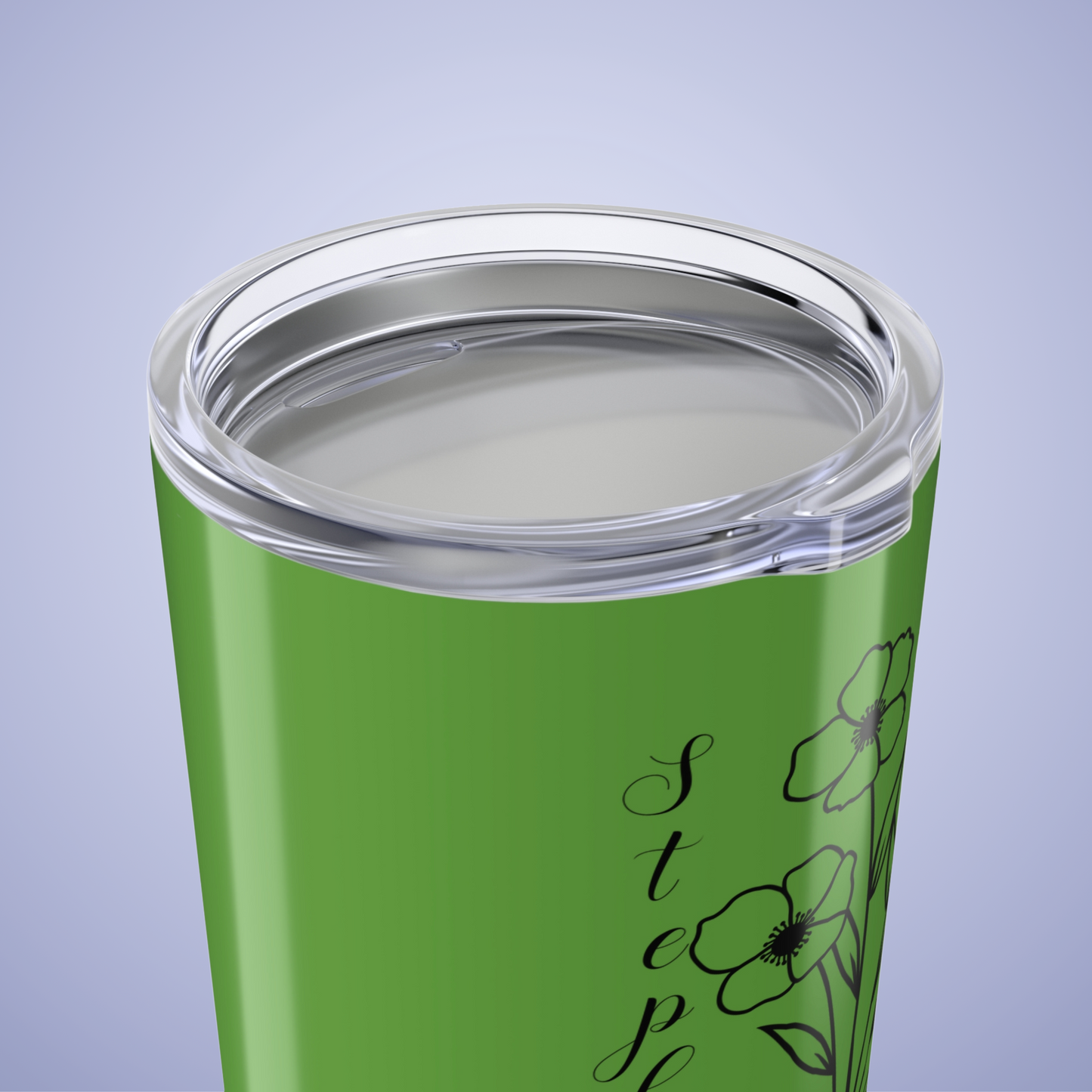 Poppies are Forever Floral Personalized Name Tumbler Light Green Birthday Gift