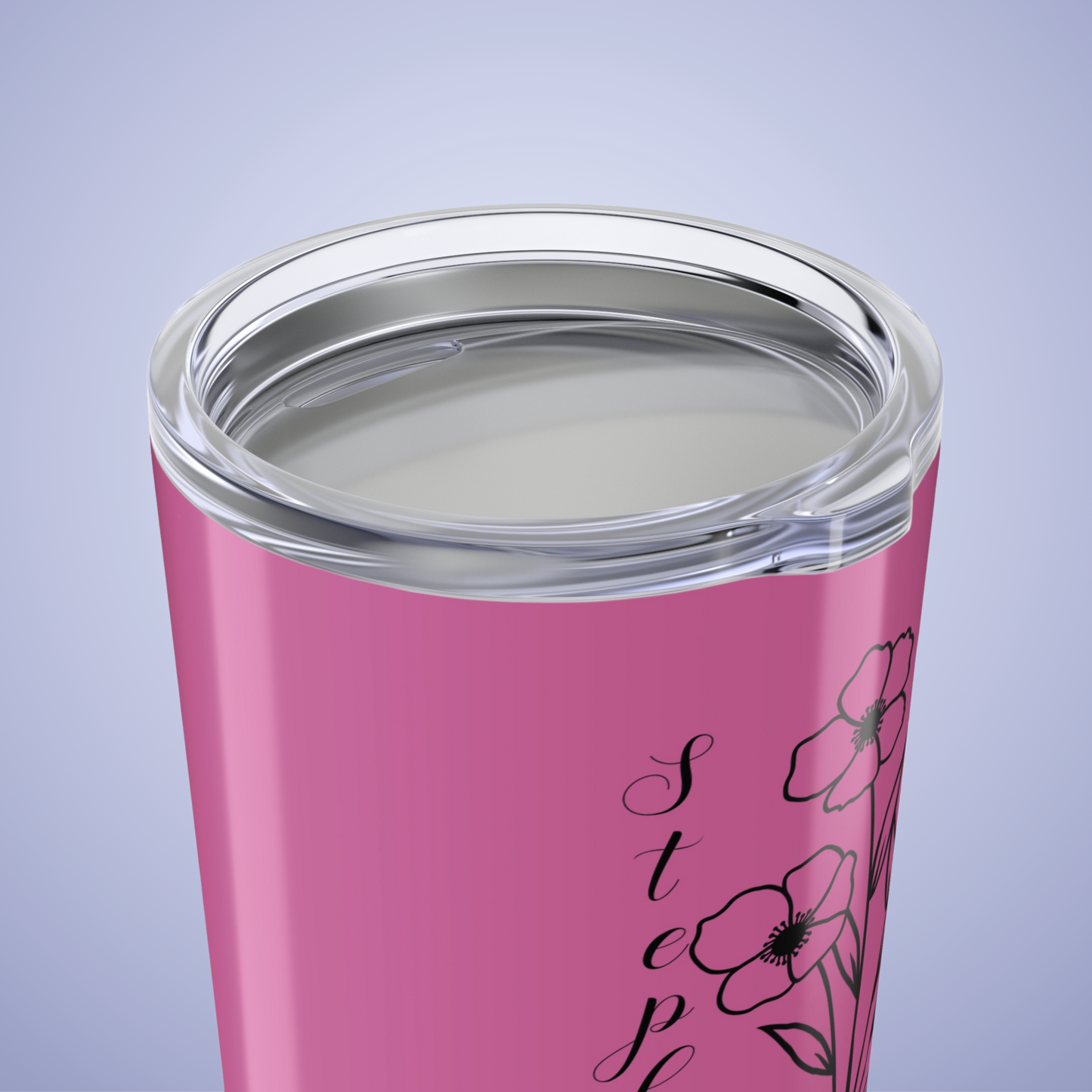 Poppies are Forever Floral Personalized Name Tumbler Light Pink Birthday Gift