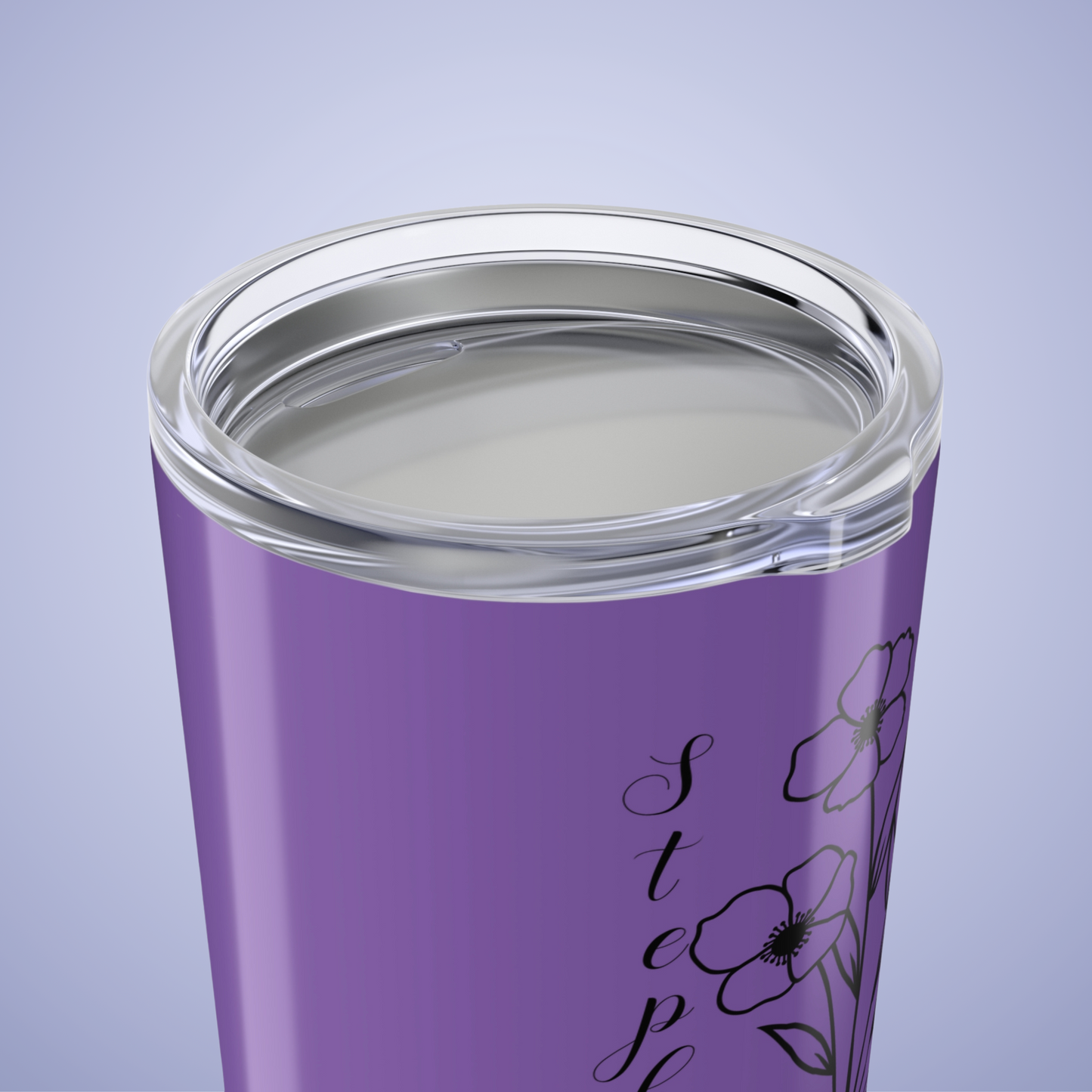 Poppies are Forever Floral Personalized Name Tumbler Light Purple Birthday Gift