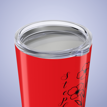 Poppies are Forever Floral Personalized Name Tumbler Red Birthday Gift