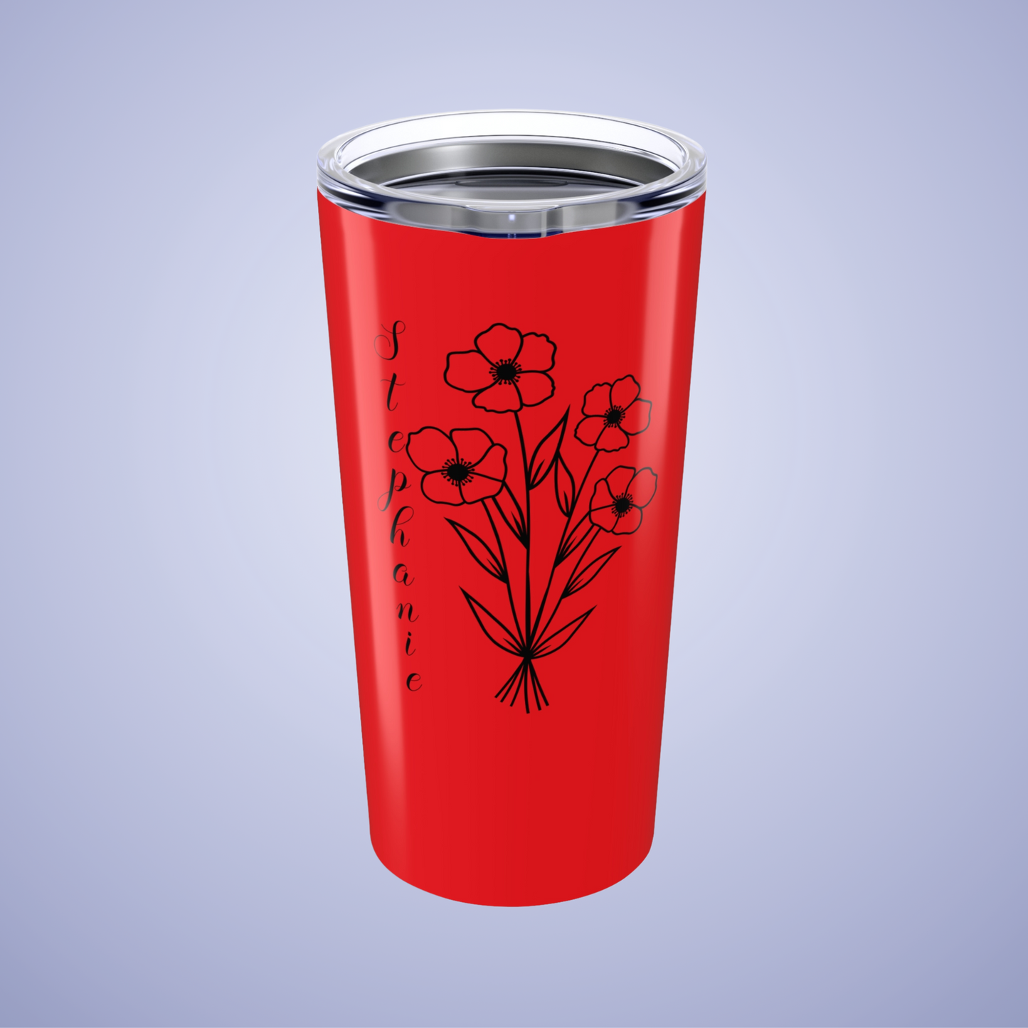 Poppies are Forever Floral Personalized Name Tumbler Red Birthday Gift