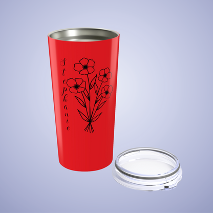 Poppies are Forever Floral Personalized Name Tumbler Red Birthday Gift