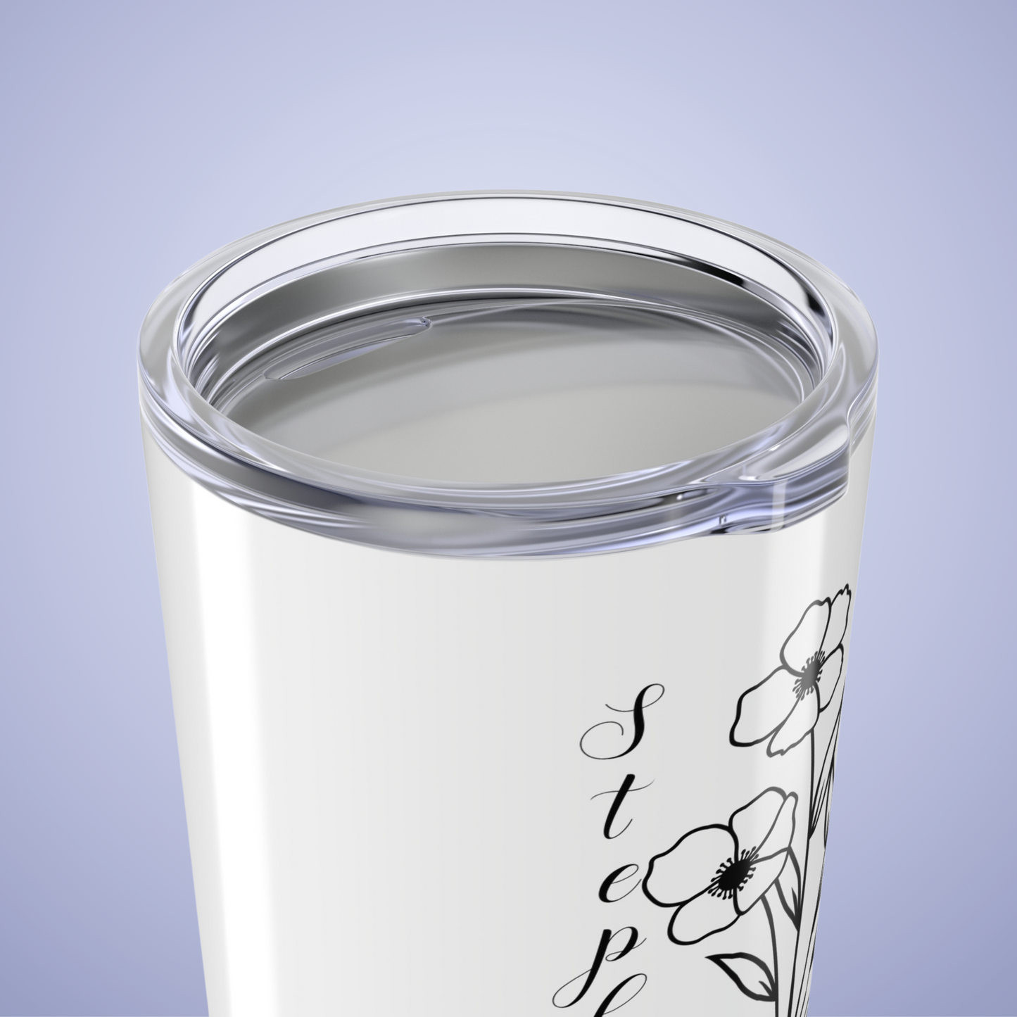 Poppies are Forever Floral Personalized Name Tumbler White Birthday Gift