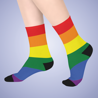 Rainbow Mid Length Socks Pride Monthe LGBTQ Event Gift Apparel