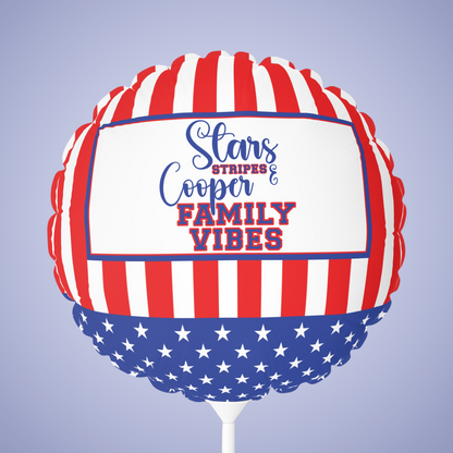 Stars and Stripes Personalized Patriotic July 4th Home Decor Party Round Balloon USA Flag
